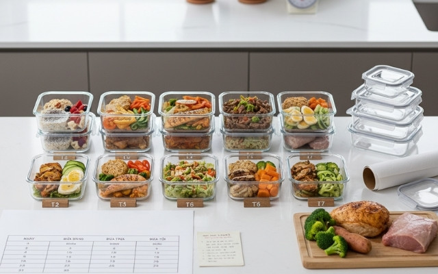 Kế Hoạch Meal Prep 7 Ngày (1.200–1.500 kcal) Chi Tiết 