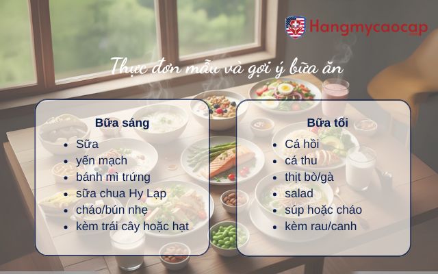 Thực đơn mẫu và gợi ý bữa ăn