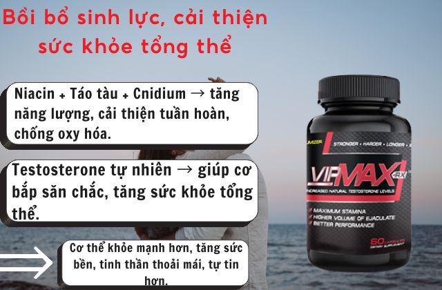 Vipmax RX bổ sung sức khỏe, cải thiện sức khỏe tổng thể