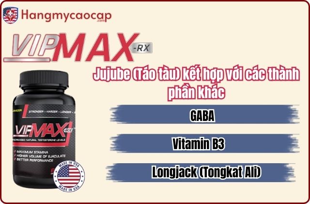 Jujube (Táo tàu) kết hợp với các thành phần khác trong Vipmax RX