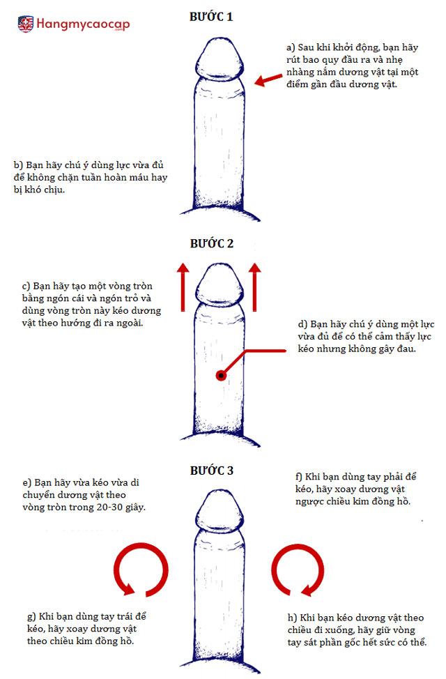 Cách tăng kích thước dương vật tại nhà với bài tập Rotating Stretch