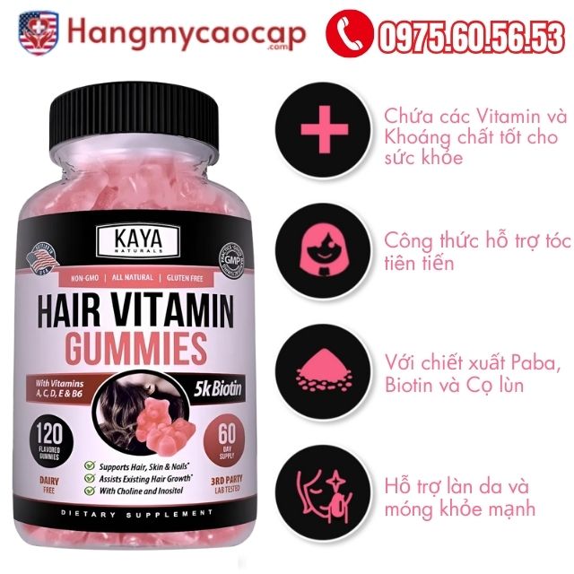 Viên uống kẹo dẻo mọc tóc Hair Vitamin Gummies