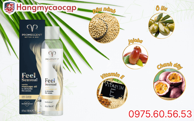 Thành phần tự nhiên có trong dầu vani promescent feel sensual