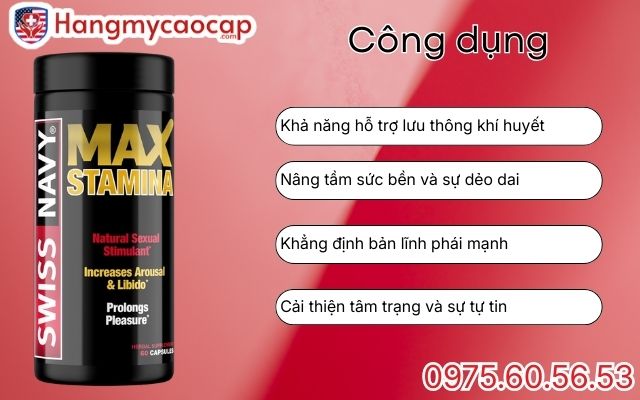 Công dụng của Swiss Navy MAX Stamina