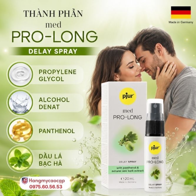 Thành Phần Của Xịt Chống Xuất Tinh Sớm Med PRO-LONG Delay Spray