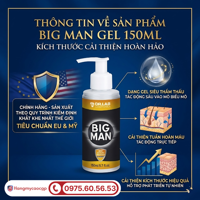 Thông tin về sản phẩm Big Man Gel 150ml nhập khẩu chính hãng EU
