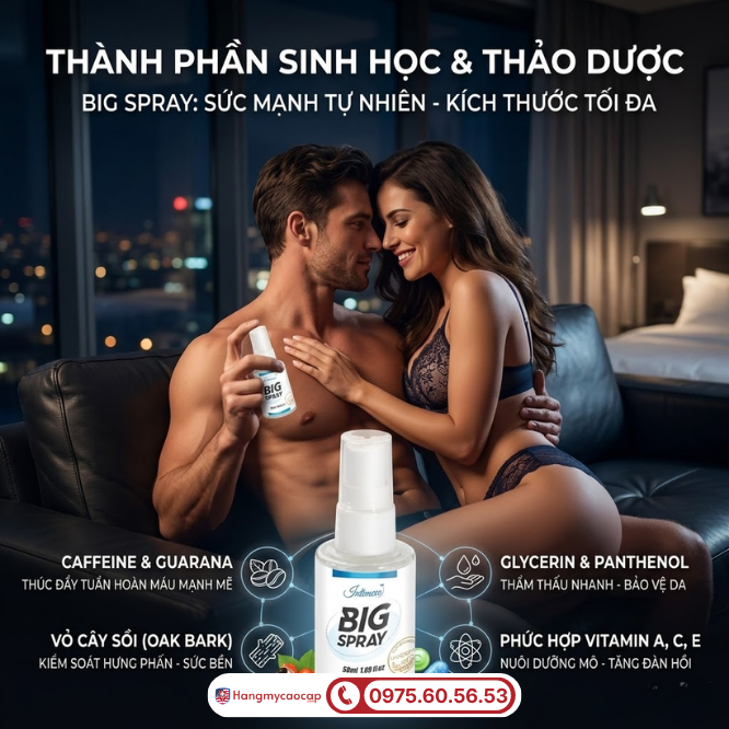 Thành phần của xịt tăng kích thước dương vật Big Spray 50ml