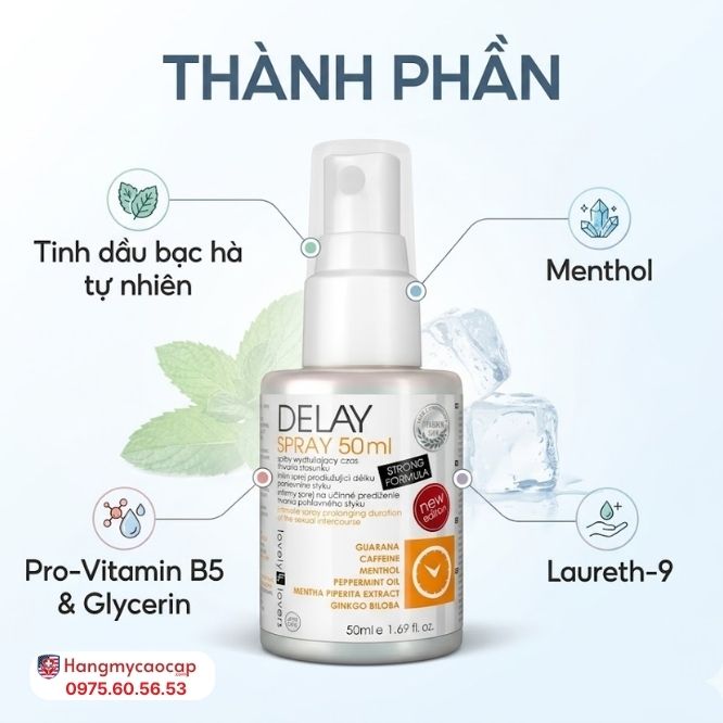 Thành Phần Xịt Kéo Dài Thời Gian Quan Hệ Lovely Lovers Delay Spray