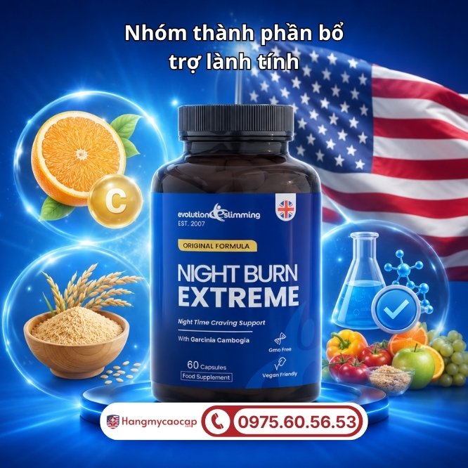 Chi tiết bảng thành phần đột phá của Night Burn Extreme 60 viên
