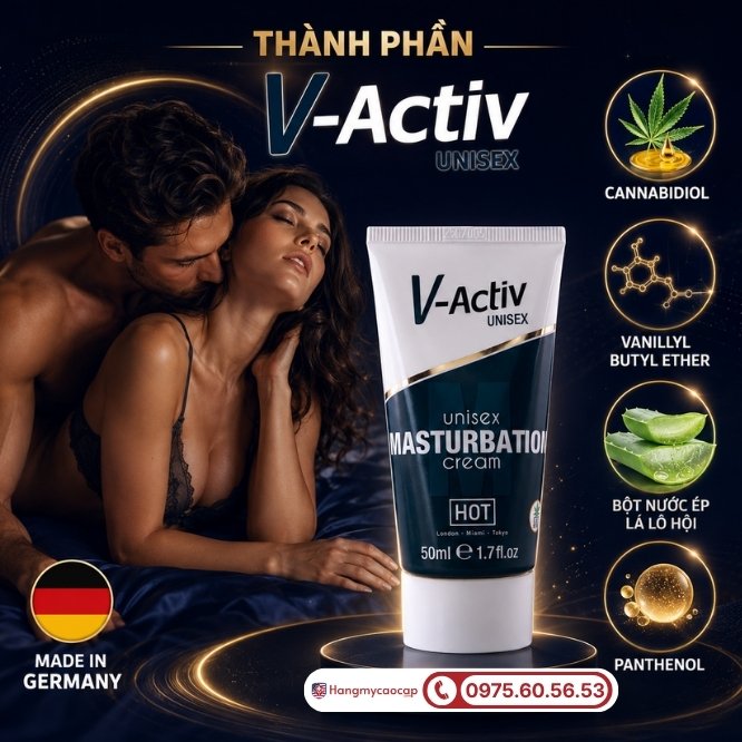 Chi tiết thành phần đột phá của V-Activ Masturbation Cream Unisex 50ml